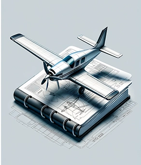 Maquette d'un avion sur un cahier de notes